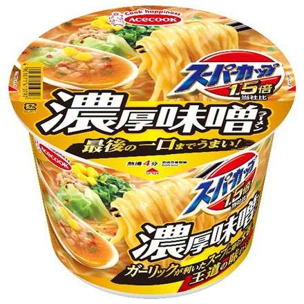 エースコック スーパーカップ1.5倍 みそラーメン 126g×12個入|スーパーカップ 1.5倍 みそラーメン カップ麺 大盛り インスタント 味噌 食べごたえ 麺活