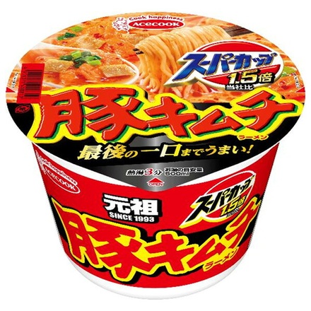 エースコック スーパーカップ1.5倍 豚キムチラーメン 106g×12個入|スーパーカップ 1.5倍 豚キムチ ラーメン カップ麺 大盛り インスタント 食べごたえ 麺活