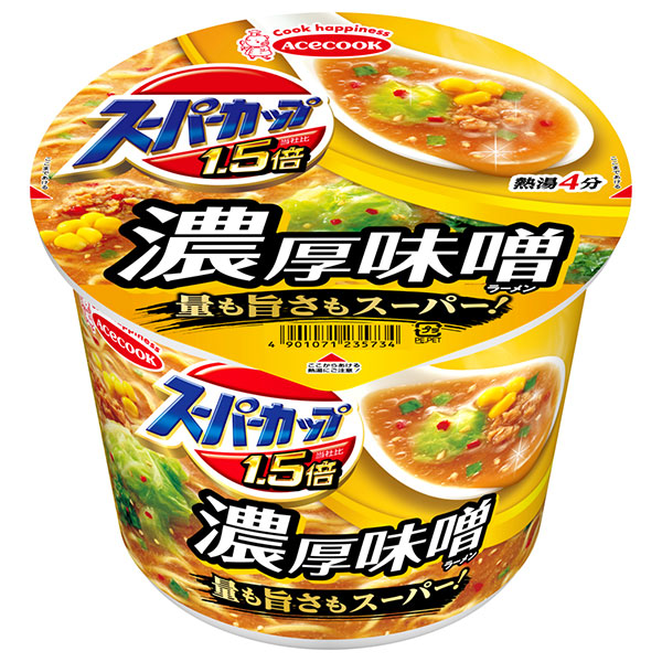 エースコック スーパーカップ1.5倍 みそラーメン 129g×12個入|インスタントラーメン 即席 カップめん 味噌 みそ