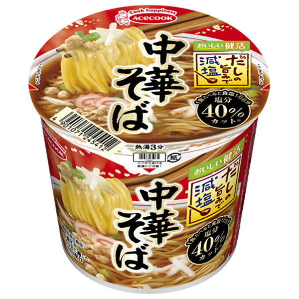 エースコック だしの旨みで減塩 中華そば 43g×12個入|インスタント食品 即席 カップめん ラーメン