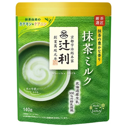 片岡物産 辻利 抹茶ミルク 140g×12袋入|インスタント 嗜好品 乳性 抹茶 粉末 北海道 牛乳 宇治 抹茶 溶かすだけ 手軽 ドリンク