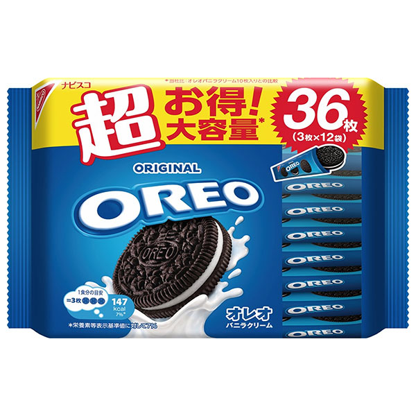 モンデリーズ・ジャパン オレオ メガパック バニラクリーム 36枚(3枚×12袋)×15個入|お菓子 クッキー OREO バニラ