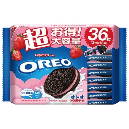 モンデリーズ・ジャパン オレオ メガパック いちごクリーム 36枚×12個入|お菓子 クッキー OREO いちご メガ 大容量