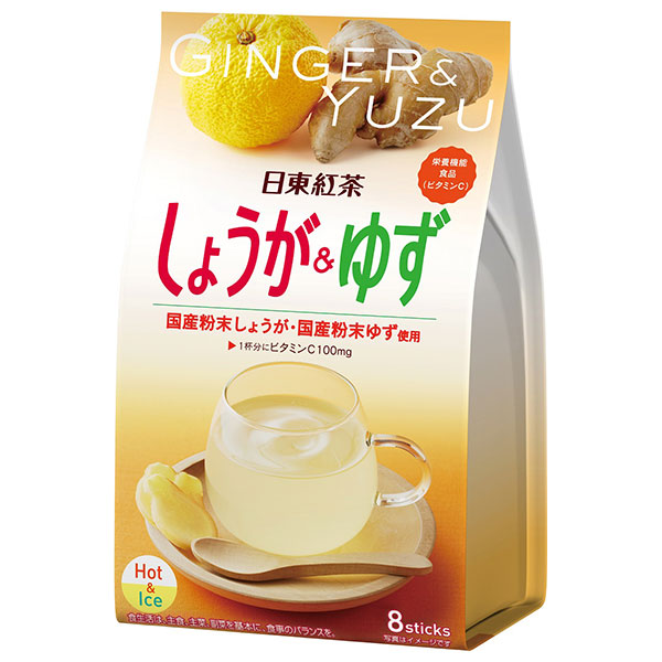 三井農林 日東紅茶 しょうが&ゆず (9.8g×8本)×24(6×4)袋入|果汁 スティック インスタント 粉末 ビタミンC