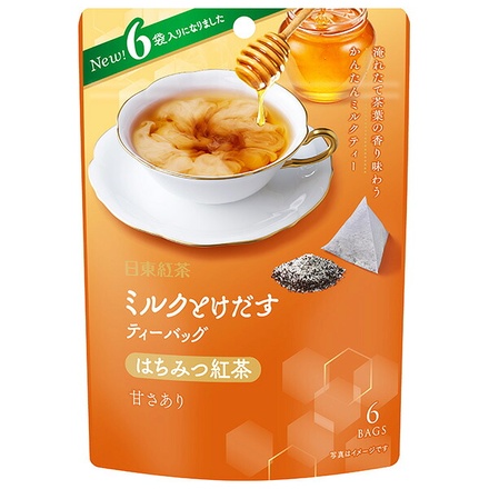 三井農林 日東紅茶 ミルクとけだすティーバッグはちみつ紅茶 (7.2g×6袋)×24袋入|紅茶 蜂蜜 ミルク クリーミングパウダー 紅茶専門店風味 甘香る紅茶 甘い紅茶
