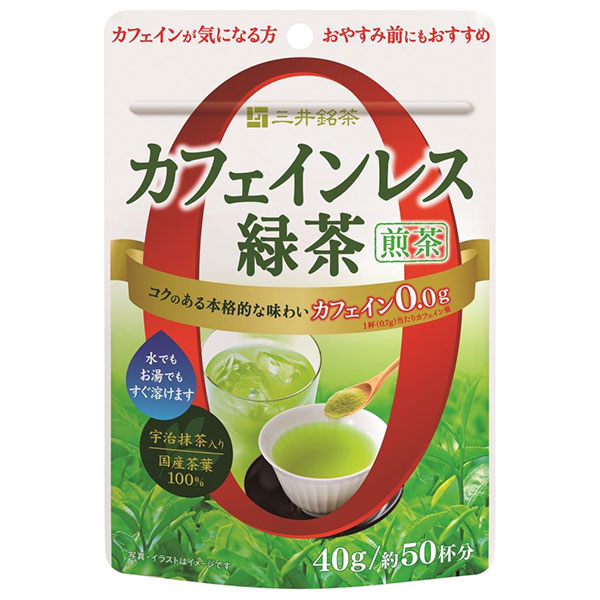 三井農林 三井銘茶 カフェインレス緑茶 煎茶 40g×24(6×4)個入|茶飲料 粉末 インスタント