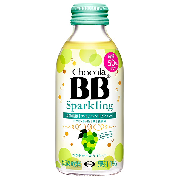 エーザイ チョコラBB スパークリング マスカット味 140ml瓶×24本入|栄養 チョコラ 炭酸 マスカット