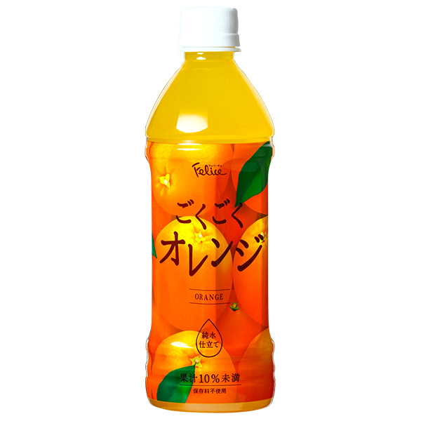 富永貿易 フェリーチェ ごくごくオレンジ 500mlペットボトル×24本入|果実飲料 果汁 オレンジ PET