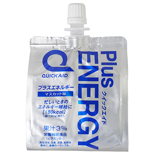 富永貿易 クイックエイド プラスエネルギー 180gパウチ×30本入|ゼリー飲料 マスカット味 ビタミン 栄養機能食品