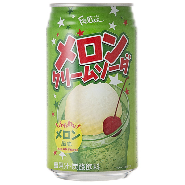 富永貿易 フェリーチェ メロンクリームソーダ 350ml缶×24本入|缶 炭酸 メロンソーダ