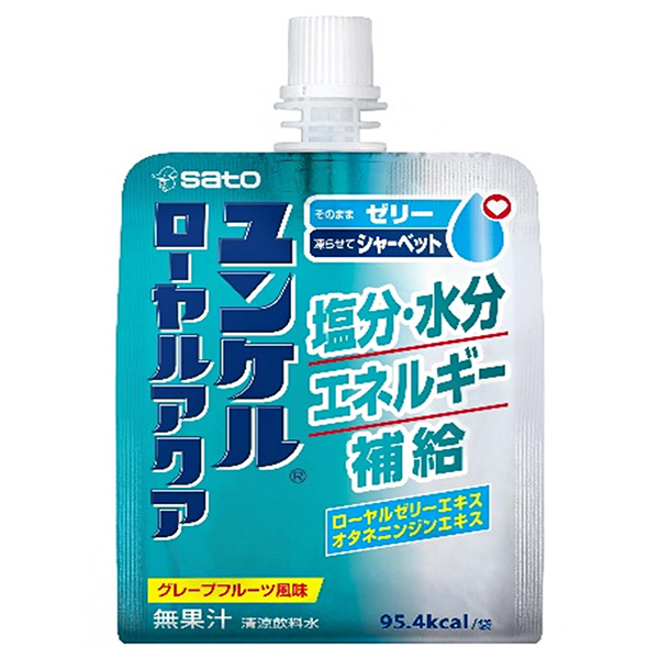 佐藤製薬 ユンケル ローヤルアクア 180gパウチ×30本入×(2ケース)|ゼリー飲料 ゼリー 熱中症対策 塩分 シャーベット