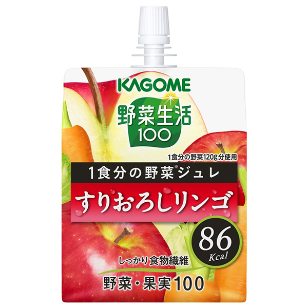 カゴメ 野菜生活100 1食分の野菜ジュレ すりおろしリンゴ 180gパウチ×6本入|ゼリー飲料 ゼリー ジュレ りんご リンゴ