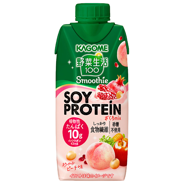 カゴメ 野菜生活100 Smoothie(スムージー) SOY PROTEIN(ソイプロテイン) ざくろmix 330ml紙パック×12本入|スムージー 野菜 ミックス ざくろ プロテイン