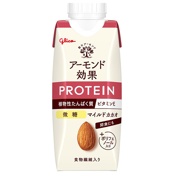 グリコ乳業 アーモンド効果 プロテイン マイルドカカオ 微糖 250g紙パック×12本入|紙パック アーモンド タンパク質 食物繊維 ビタミン ポリフェノール