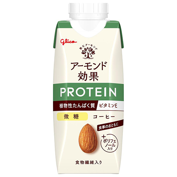 グリコ乳業 アーモンド効果 プロテイン コーヒー 微糖 250g紙パック×12本入×(2ケース)|アーモンド タンパク質 食物繊維 ビタミン ポリフェノール