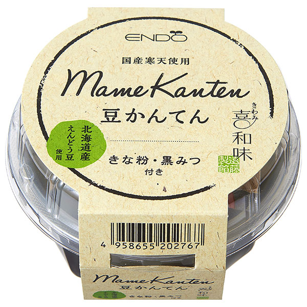 遠藤製餡 喜和味 豆かんてん 250g×24(6×4)個入|あんみつ 和菓子 おやつ 寒天 きなこ 黒蜜 豆