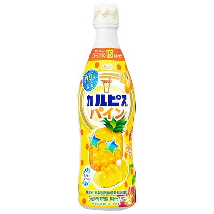 アサヒ飲料 カルピス 真夏の果実パイン 希釈用 470mlプラスチックボトル×12本入|5倍希釈用 乳酸菌飲料 乳性 パイナップル
