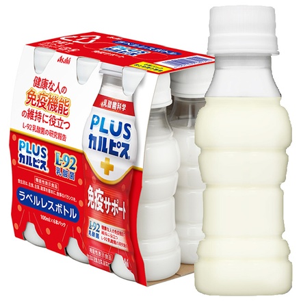アサヒ飲料 PLUSカルピス 免疫サポート ラベルレスボトル 100mlペットボトル×30本入|CALPIS 乳酸菌 乳性