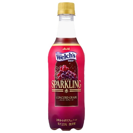 アサヒ飲料 Welch’s(ウェルチ) スパークリング 赤 450mlペットボトル×24本入|果実飲料 コンコード グレープ フルーツ 炭酸 ポリフェノール