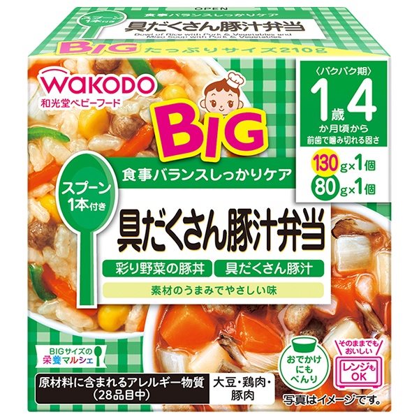 和光堂 BIGサイズの栄養マルシェ 具だくさん豚汁弁当 210g(130g+80g)×24個入|ベビーフード お弁当 ランチ 豚丼 とん汁