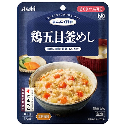 アサヒグループ食品 まんぷく日和 鶏五目釜めし 100g×24袋入|介護食 柔らかい 調理済 レトルト