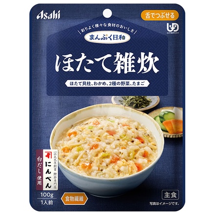 アサヒグループ食品 まんぷく日和 ほたて雑炊 100g×24袋入|介護食 柔らかい 調理済 レトルト