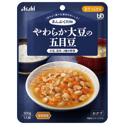 アサヒグループ食品 まんぷく日和 やわらか大豆の五目豆 100g×24袋入|介護食 柔らかい 調理済 レトルト