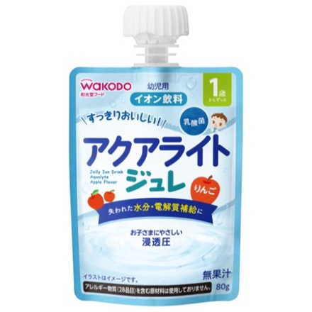 和光堂 1歳からのMYジュレドリンク アクアライト りんご 80gパウチ×24本入×(2ケース)|ゼリー飲料 りんご風味