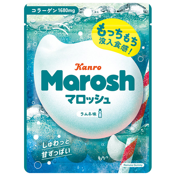 ネコポス カンロ マロッシュ ラムネ味 46g×6袋入| 全国駄菓子 グミ お菓子 マシュマロ ぐみ ラムネ