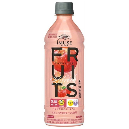 キリン iMUSE(イミューズ) フルーツリフレッシュ アップルミックス 500mlペットボトル×24本入|機能性表示食品 プラズマ乳酸菌 グレープフルーツ 免疫ケア