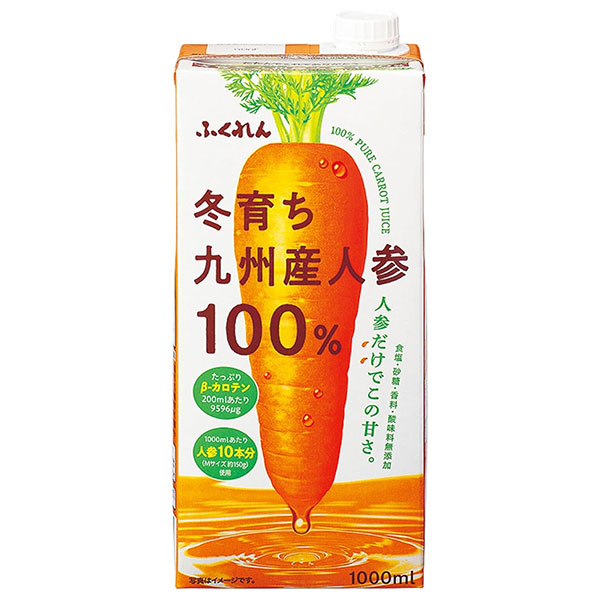 ふくれん 冬育ち九州産人参 100%ジュース 1000ml紙パック×12(6×2)本入×(2ケース)|野菜ジュース ベータカロチン1000ml 1l 1L にんじん