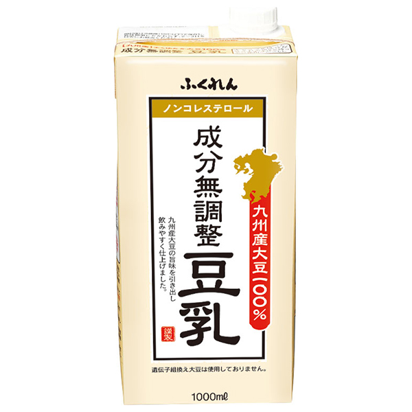 ふくれん 九州産大豆 成分無調整豆乳 1000ml紙パック×18(6×3)本入|豆乳飲料 無調整豆乳 1000ml 1l 1L 紙パック 豆乳 大豆 無調整 ケース