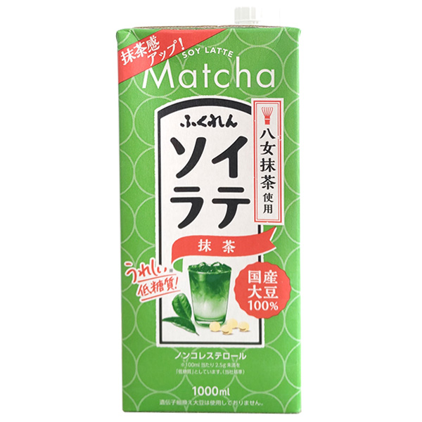 ふくれん 国産大豆100% ソイラテ抹茶 1000ml紙パック×6本入|豆乳飲料 ソイラテ 抹茶ラテ