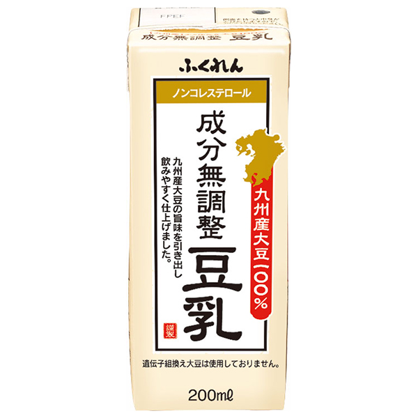ふくれん 九州産大豆 成分無調整豆乳 200ml紙パック×24本入×(3ケース)|豆乳飲料 無調整豆乳