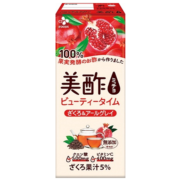 CJジャパン 美酢(ミチョ) ビューティータイム ざくろ&アールグレイ 200ml紙パック×24本入|酢飲料 100%果実発酵酢 韓国 健康 ストレート 紙パック