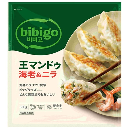 CJジャパン bibigo 王マンドゥ 海老&ニラ 350g×16袋入 冷凍商品|ギョーザ 焼き餃子 餃子 冷凍 おかず ビビゴ 海老 ニラ