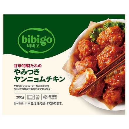 CJジャパン bibigo 甘辛特製たれの やみつき ヤンニョムチキン 200g×12袋入 冷凍商品|ビビゴ やみつきヤンニョム 冷凍食品 韓国チキン 甘辛チキン 美味しい 本場 温め方 アレンジ
