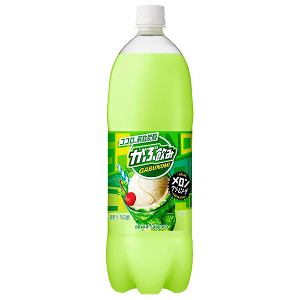 ポッカサッポロ がぶ飲み メロンクリームソーダ 1.5Lペットボトル×8本入|炭酸飲料 メロン系