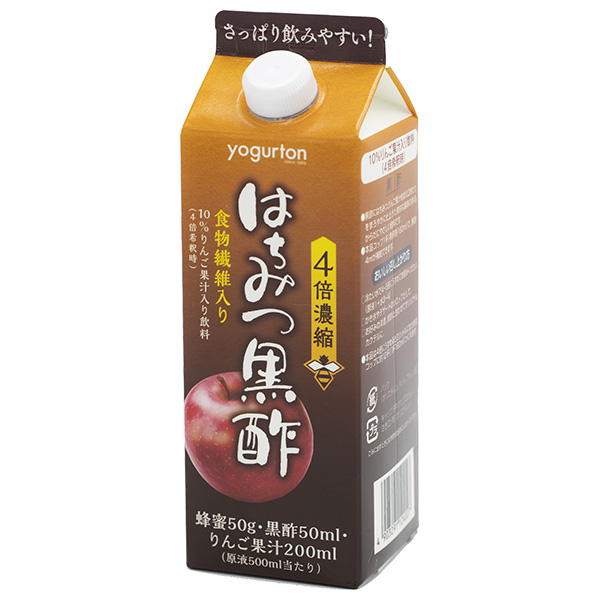 ヨーグルトン乳業 はちみつ黒酢 4倍濃縮 500ml紙パック×15本入×(2ケース)|酢 酢飲料 ハチミツ