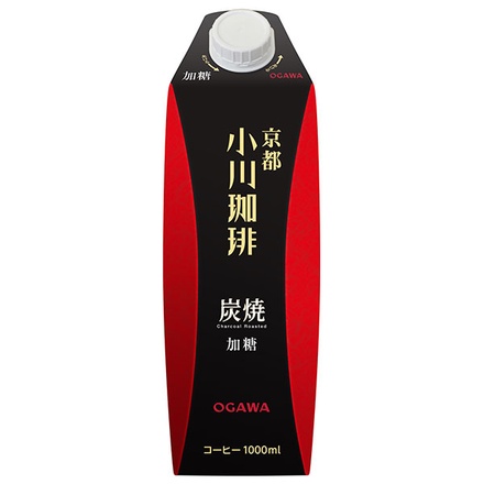 小川珈琲 小川珈琲店 炭焼珈琲 加糖 1000ml紙パック×12(6×2)本入×(2ケース)|コーヒー アイス珈琲 アイスコーヒー 紙パック