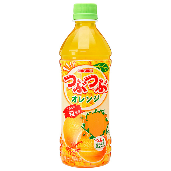 サンガリア つぶつぶオレンジ 500mlペットボトル×24本入|オレンジジュース オレンジ 果汁 果肉 みかん