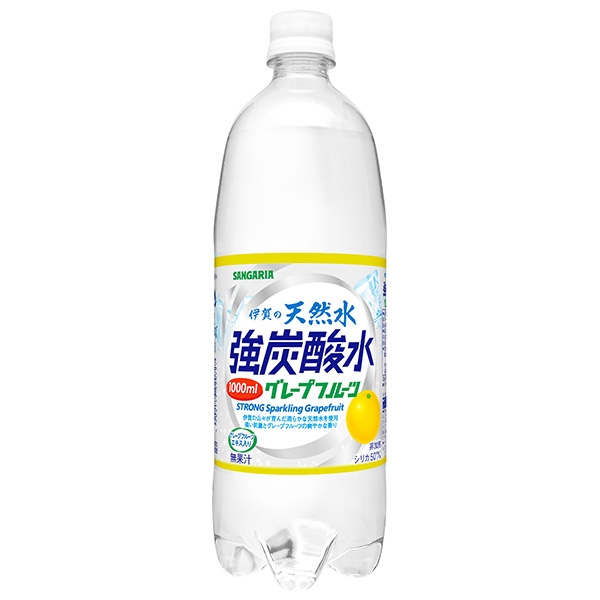 サンガリア 伊賀の天然水 強炭酸水 グレープフルーツ 1Lペットボトル×12本入×(2ケース)|炭酸飲料 炭酸水 ソーダ PET