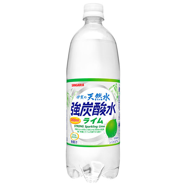 サンガリア 伊賀の天然水 強炭酸水 ライム 1Lペットボトル×12本入|ライム 炭酸飲料 スパークリング 天然水