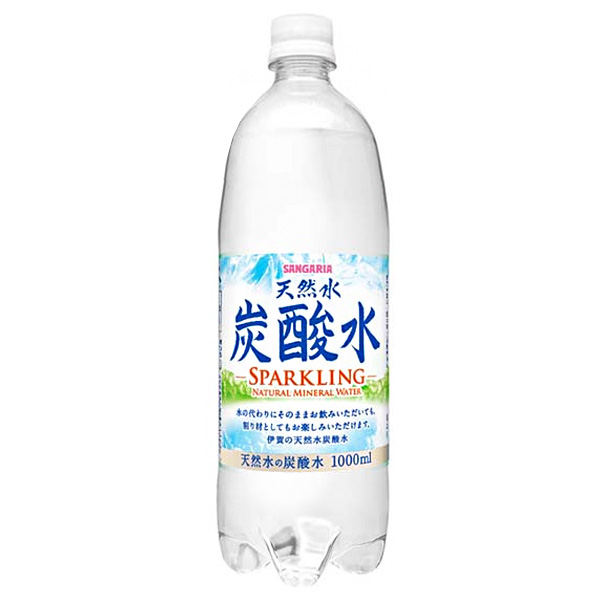 サンガリア 伊賀の天然水 炭酸水 1Lペットボトル×12本入|炭酸水 炭酸 ソーダ 割り材 天然水 スパークリング