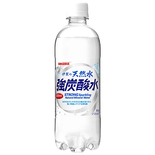 サンガリア 伊賀の天然水 強炭酸水 500mlペットボトル×24本入|炭酸飲料 炭酸水 ソーダ 割り材 PET 強炭酸