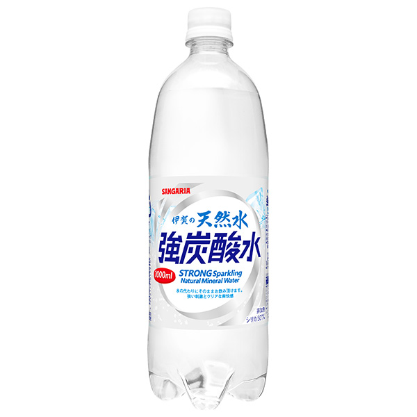 サンガリア 伊賀の天然水 強炭酸水 1Lペットボトル×12本入×(2ケース)|炭酸飲料 炭酸水 強炭酸 PET