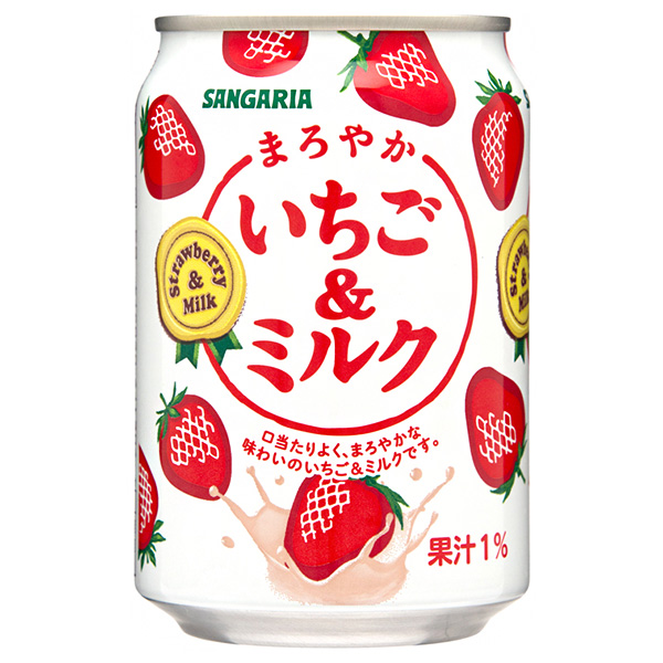 サンガリア まろやかいちご&ミルク 275g缶×24本入×(2ケース)|いちご イチゴ 苺 乳性 いちごミルク 果汁