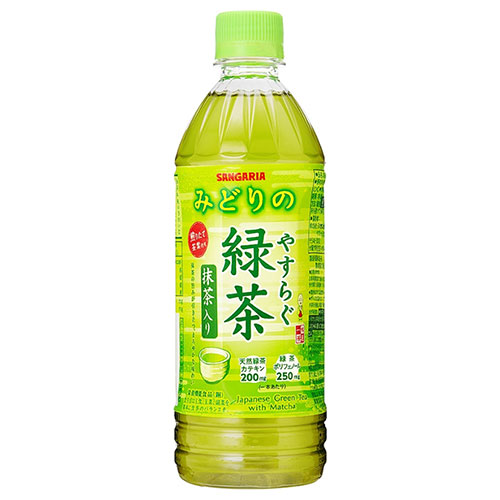 サンガリア やすらぐ抹茶入り緑茶 500mlペットボトル×24本入|茶飲料 緑茶 まっちゃ入り PET