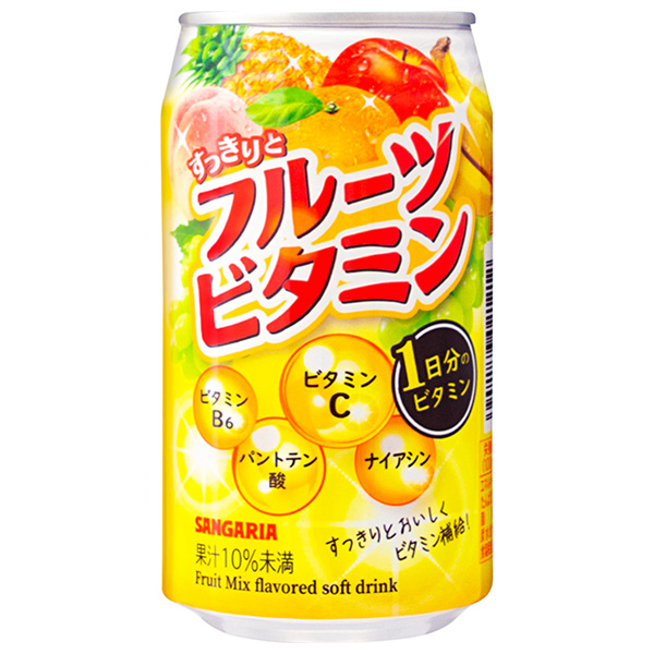 サンガリア すっきりとフルーツビタミン 340g缶×24本入|果汁 果実 ミックスジュース