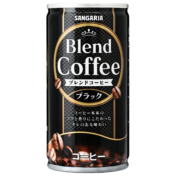 サンガリア ブレンドコーヒー ブラック 185g缶×30本入×(2ケース)|珈琲 缶コーヒー 無糖 ブラック